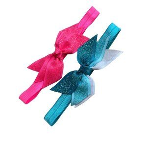 Baby Girls Bright Sparkle Glitter Bow Headband Set